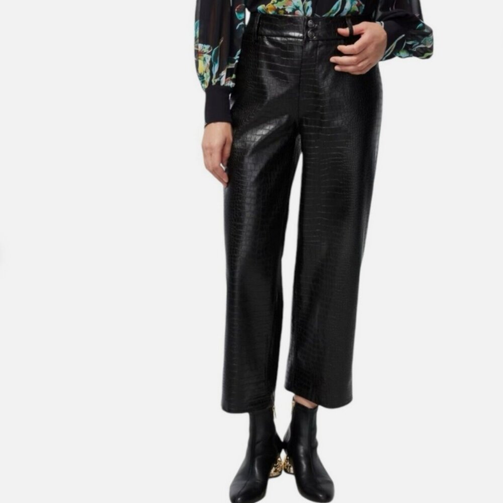Chico's Faux Crocodile Leather Wide-Leg Crop Pants size 1.5